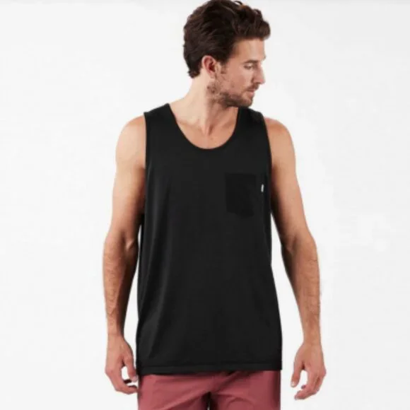 Vuori Men's Tradewind Performance Tank Top Size M Sleeveless Pocket Black EUC - Picture 10 of 10